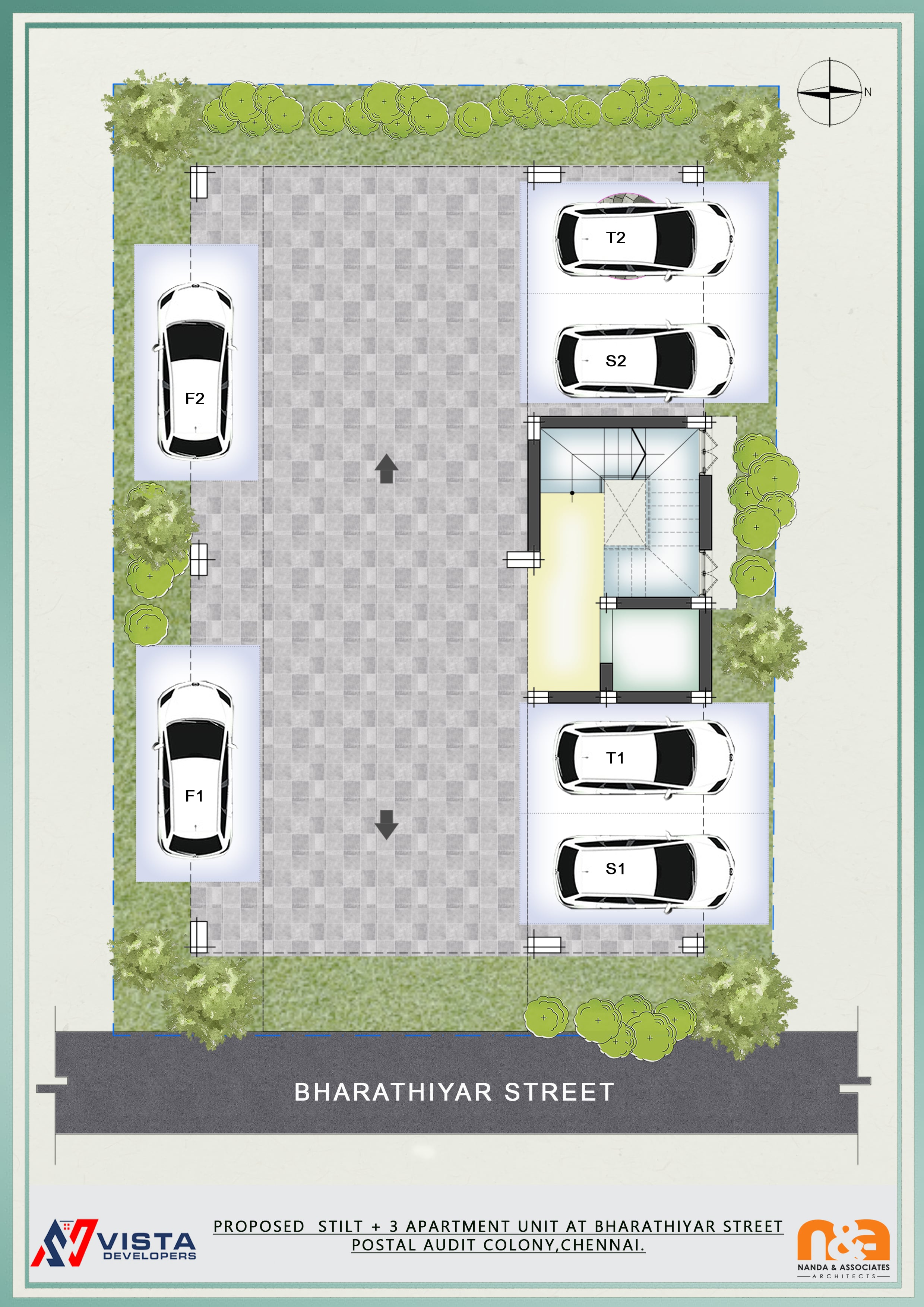 Shows Parking Plan on Ground Floor